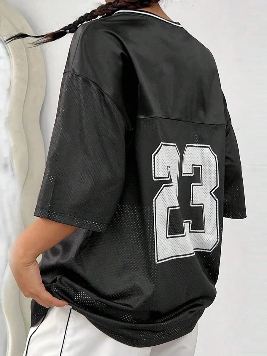 V-Neck Number Print Tee